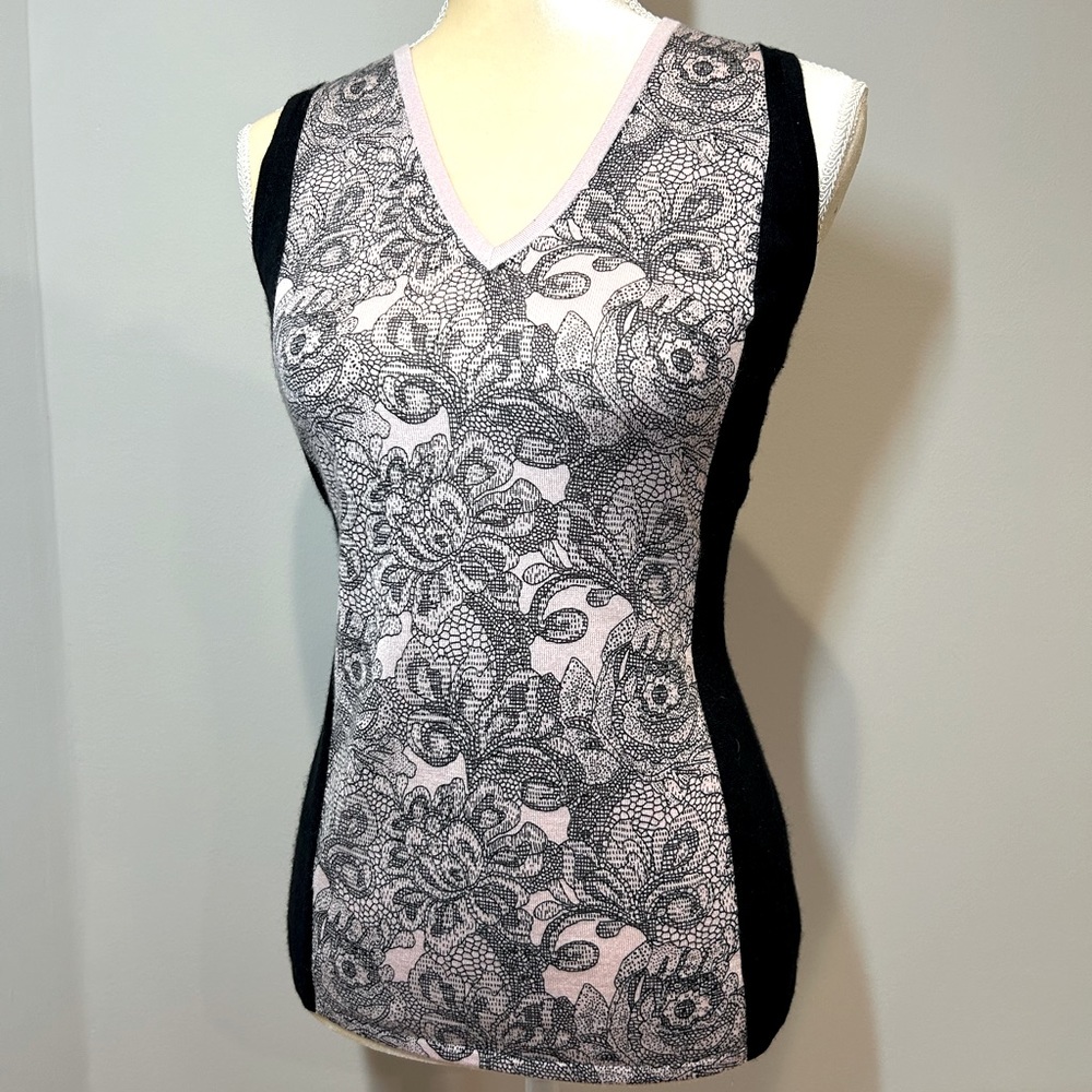 Saks Fifth Avenue cashmere silk tank top floral